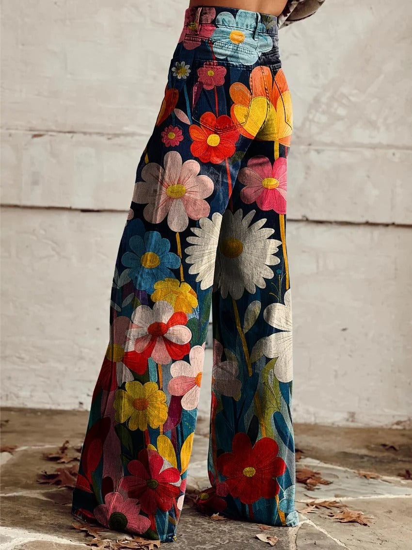 Léna | Pantalón floral de pierna ancha