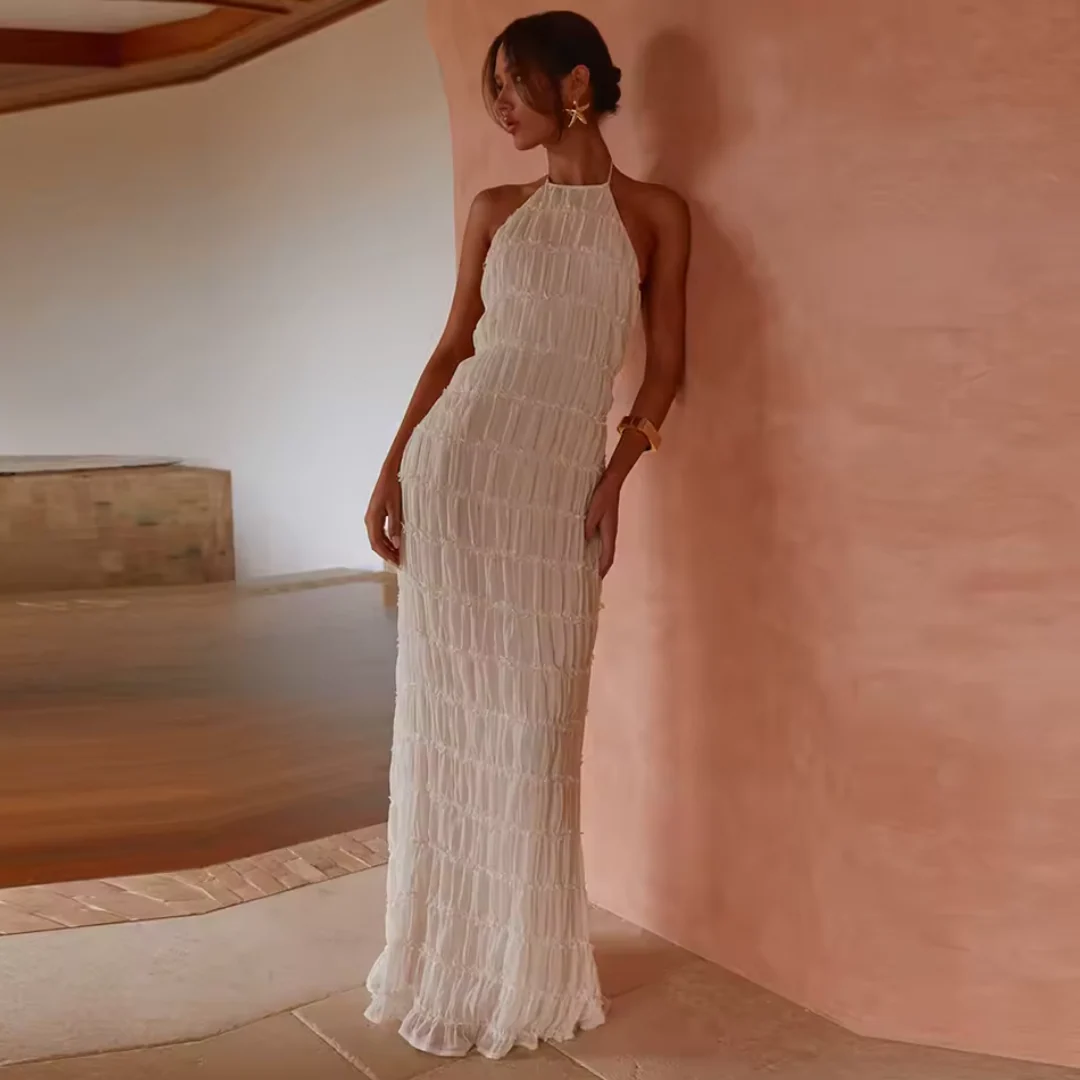 Elysia | Vestido Halter de Verano en Blanco Etéreo