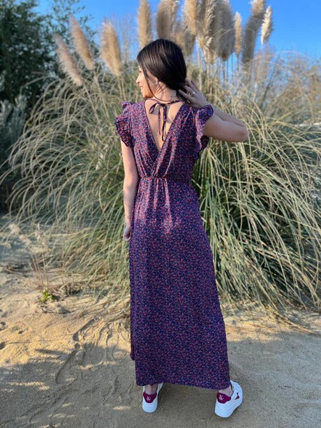 Aurore | Vestido largo floral con lazo en los hombros