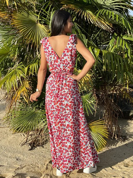 Aurore | Vestido largo floral con lazo en los hombros