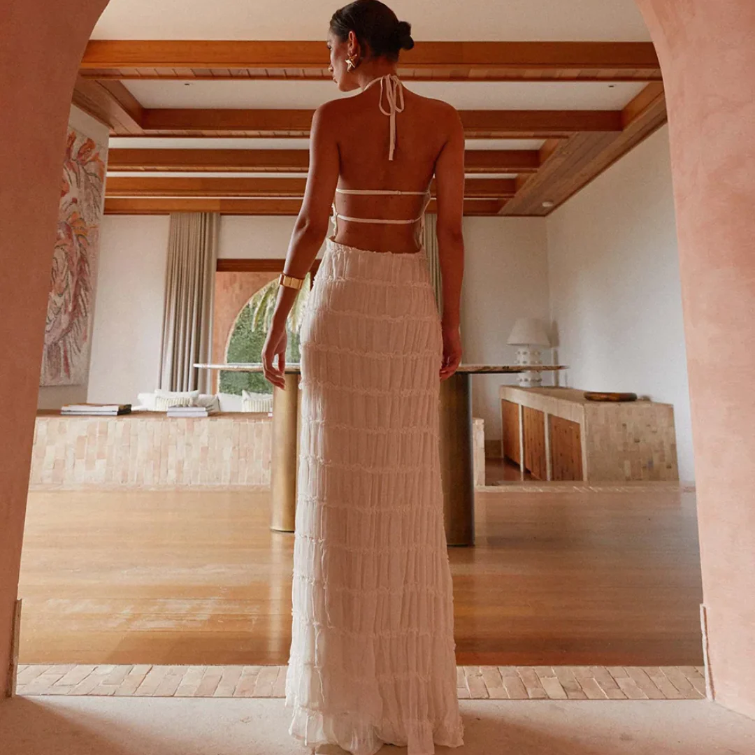 Elysia | Vestido Halter de Verano en Blanco Etéreo