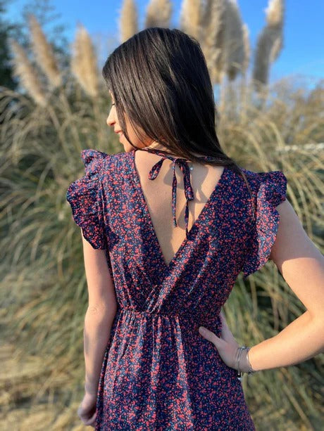Aurore | Vestido largo floral con lazo en los hombros