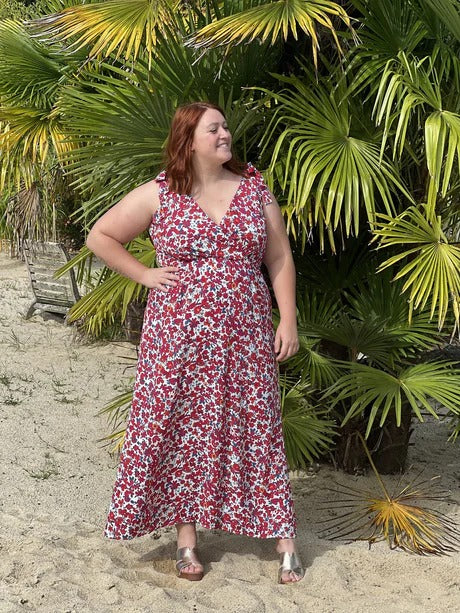 Aurore | Vestido largo floral con lazo en los hombros