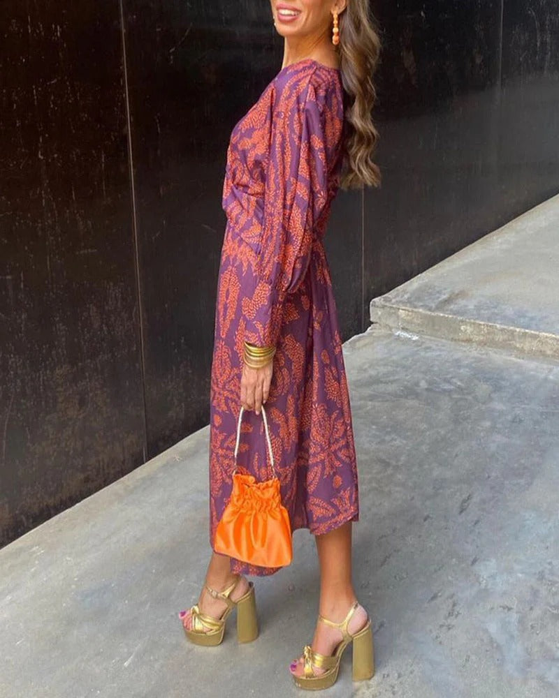 Isla Bella | Vestido largo cruzado con estampado elegante
