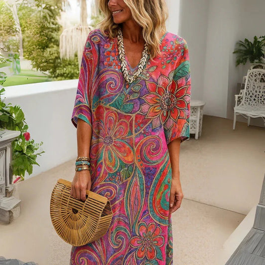 Vestido Floral Largo – Belleza que Fluye Contigo
