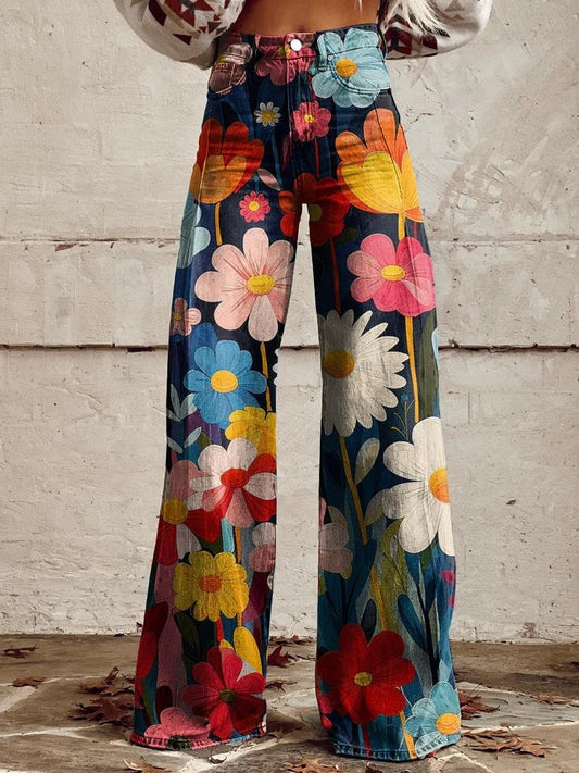 Léna | Pantalón floral de pierna ancha