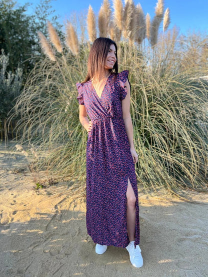 Aurore | Vestido largo floral con lazo en los hombros