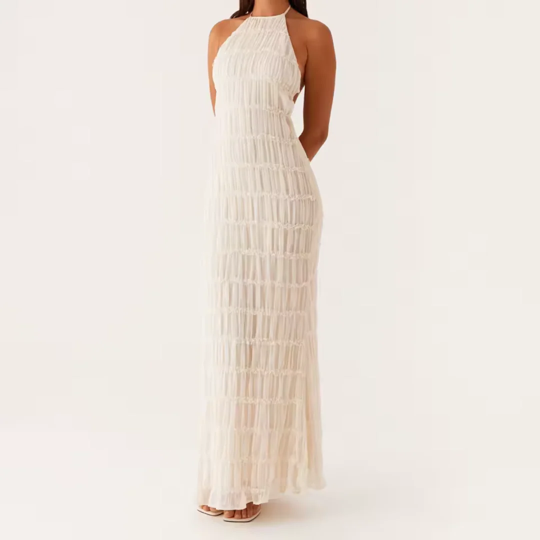Elysia | Vestido Halter de Verano en Blanco Etéreo