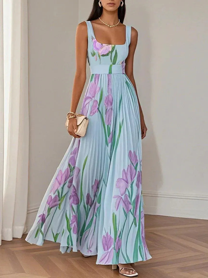 Nina™ – Vestido largo plisado floral