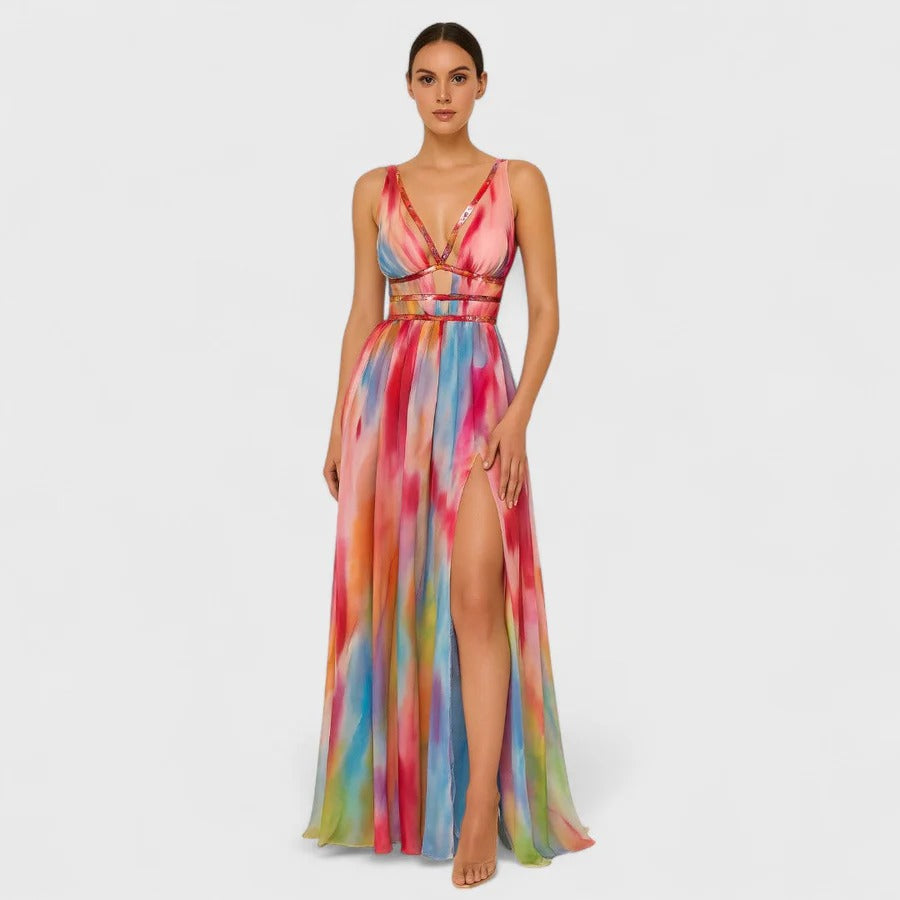 Freya – Vestido Largo Efecto Pintado