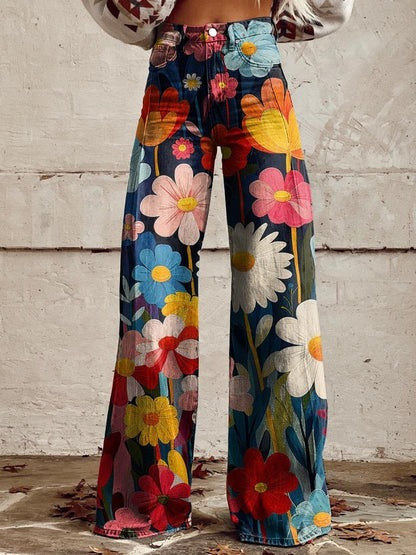 Léna | Pantalón floral de pierna ancha
