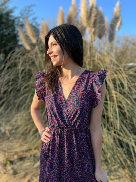 Aurore | Vestido largo floral con lazo en los hombros