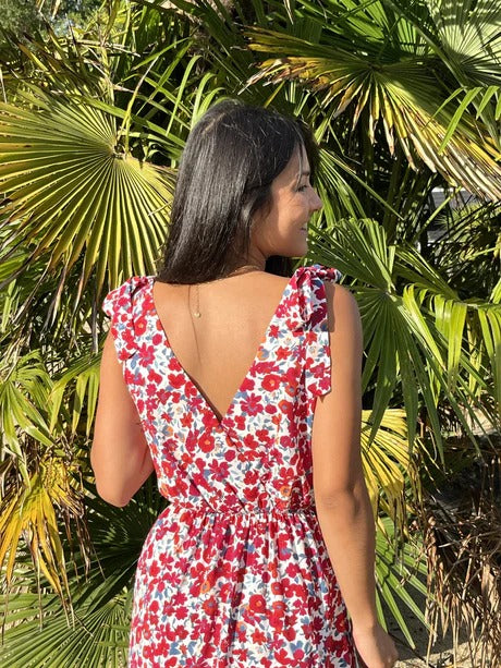 Aurore | Vestido largo floral con lazo en los hombros