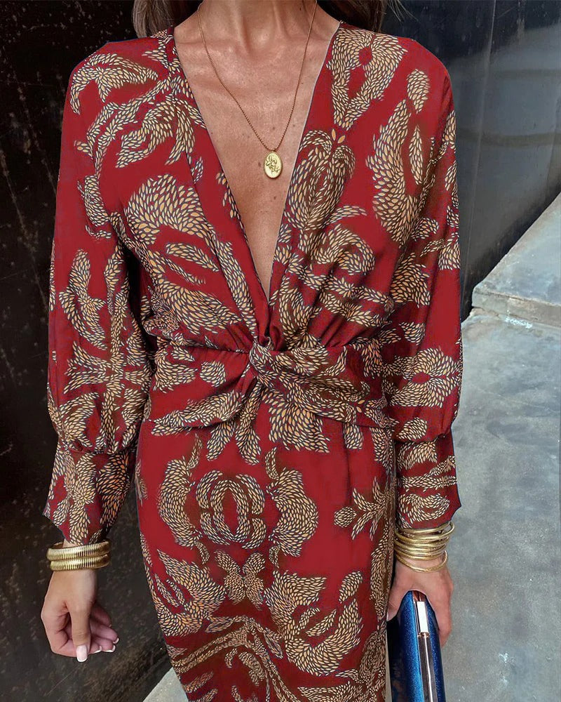 Isla Bella | Vestido largo cruzado con estampado elegante