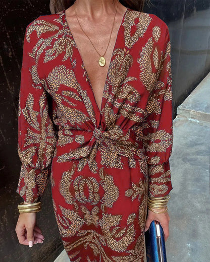 Isla Bella | Vestido largo cruzado con estampado elegante