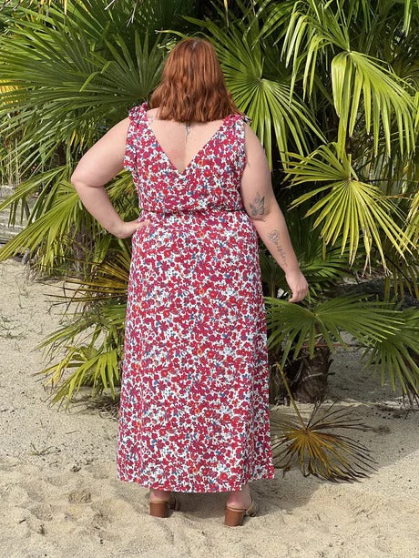 Aurore | Vestido largo floral con lazo en los hombros